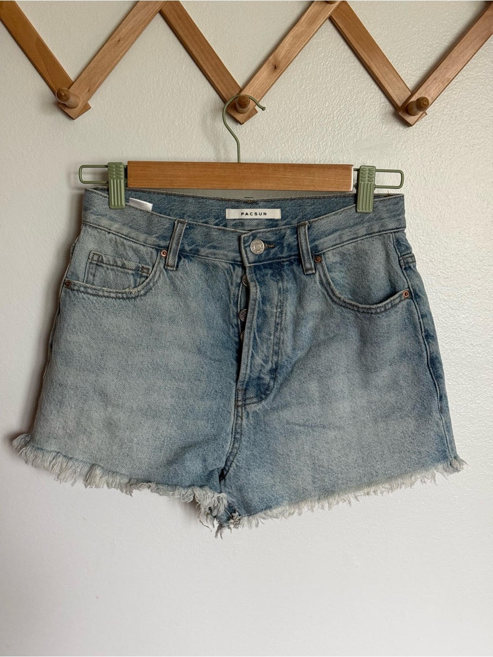 PacSun Light Blue High-Rise Distressed Denim Shorts